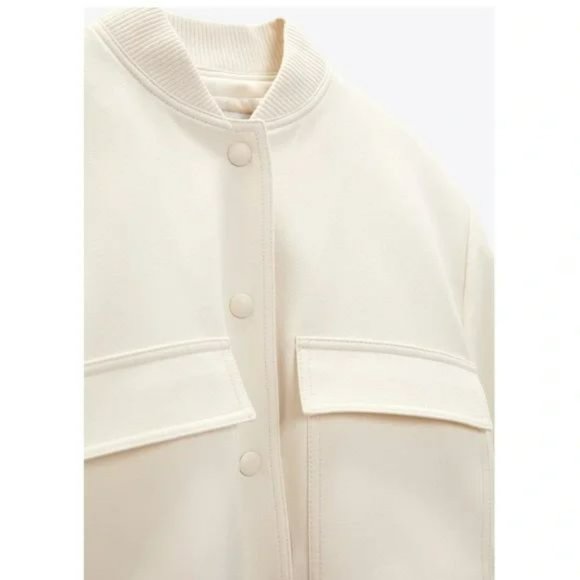 ZARA WHITE MAXI POCKET BOMBER - Picture 6 of 10